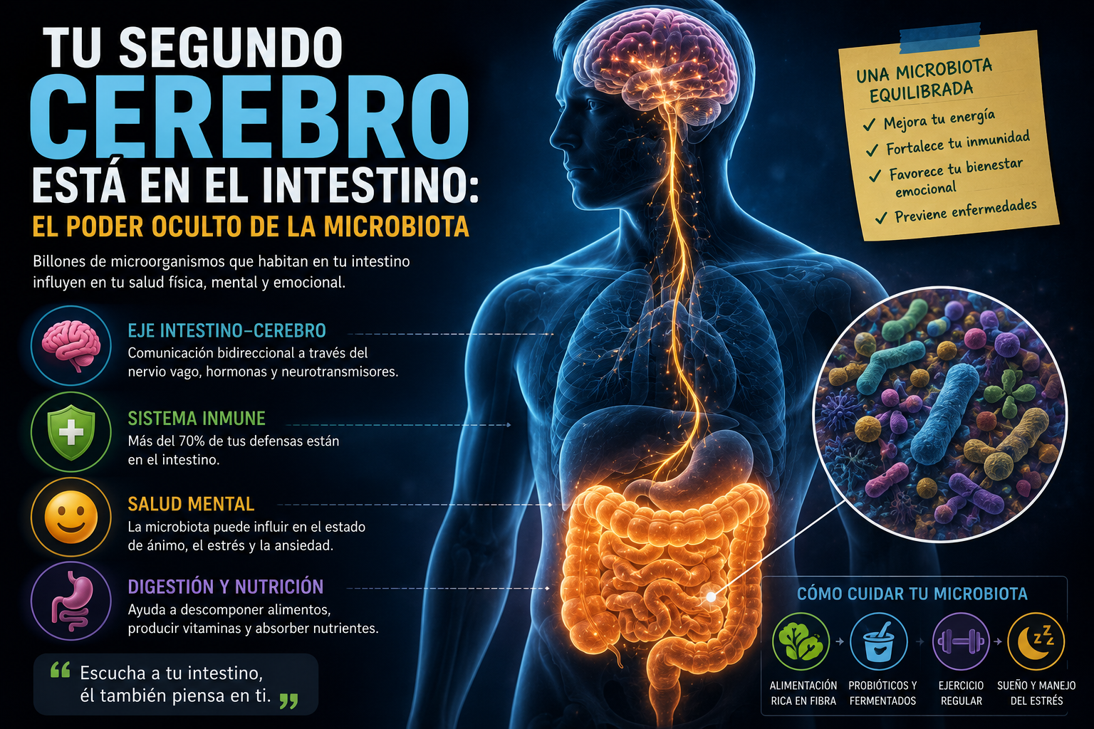 Tu segundo cerebro está en el intestino: el poder oculto de la microbiota intestinal